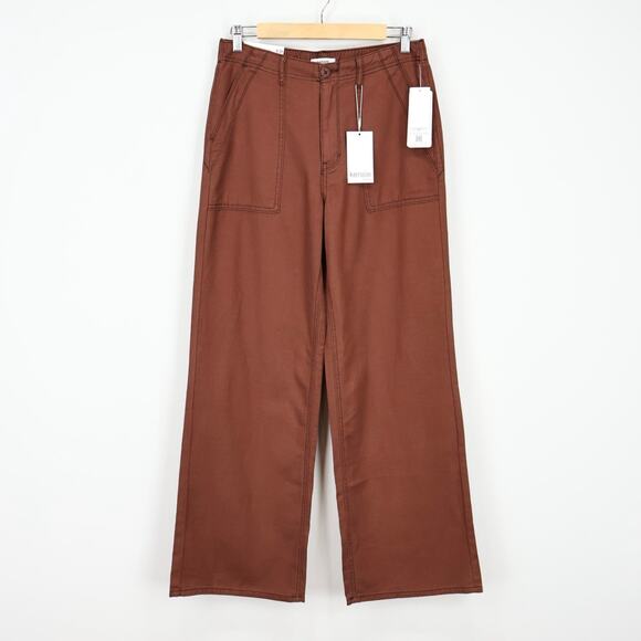 NWT Kensie High-Rise Wide Leg Cargo Trouser Pant Cappuccino Brown Size 8/29 - Picture 1 of 8